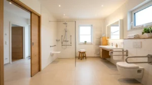 Modernes barrierefreies Badezimmer stilvoll saniert mit passender Förderung Badsanierung