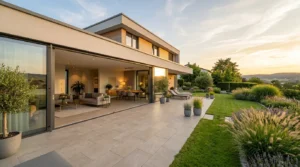 Moderne Terrassenfliesen stilvoll verlegt im Außenbereich eines Wohnhauses in Waiblingen