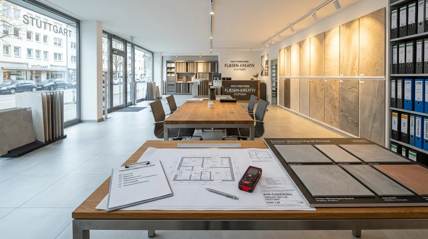 Fliesenausstellung mit Planung und Materialberatung im Showroom für Fliesenleger Tipps
